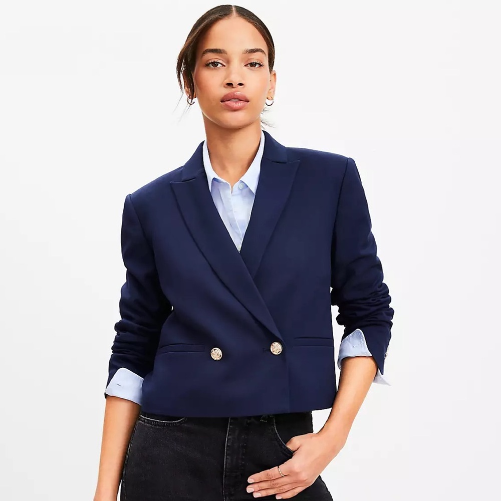LOFT Petite Modern Double Breasted Blazer - Picture 10 of 12
